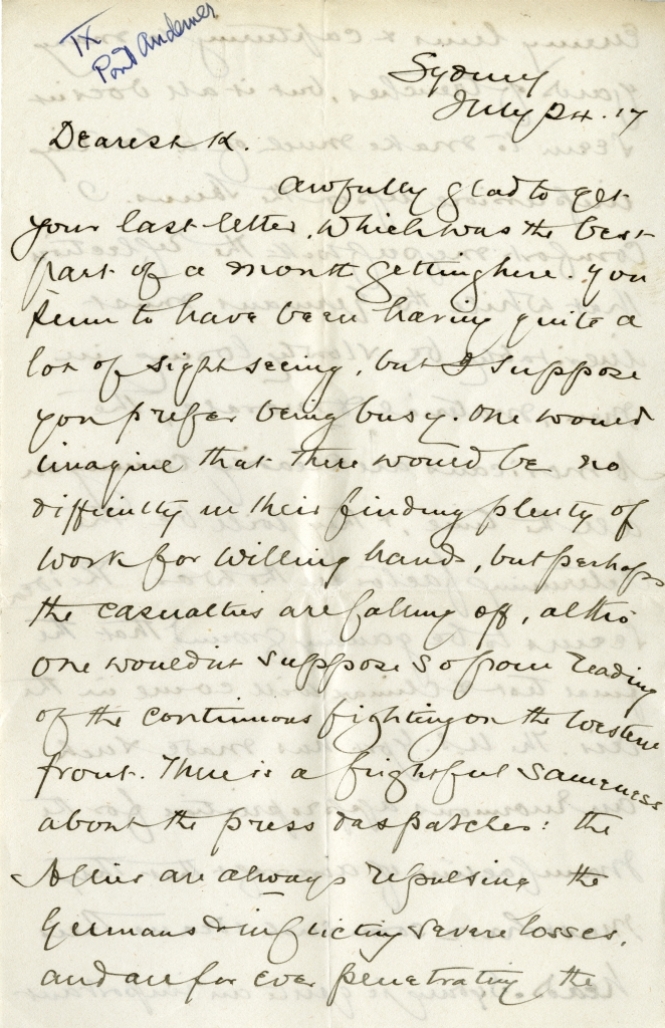 Letter from F.C. Kimber to Katharine McLennan