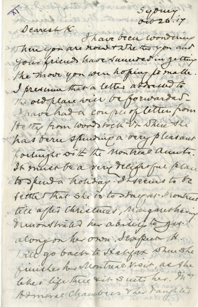 Letter from F.C. Kimber to Katharine McLennan