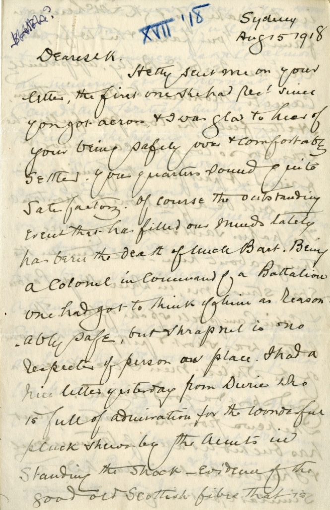 Letter from F.C. Kimber to Katharine McLennan